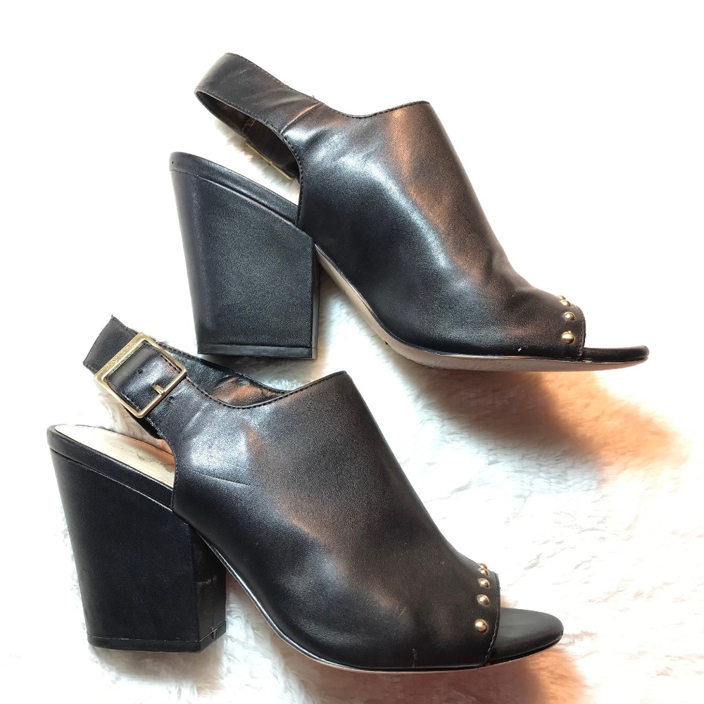 Calvin Klein Wesleigh Studded Open Toe Black Bootie Size 8